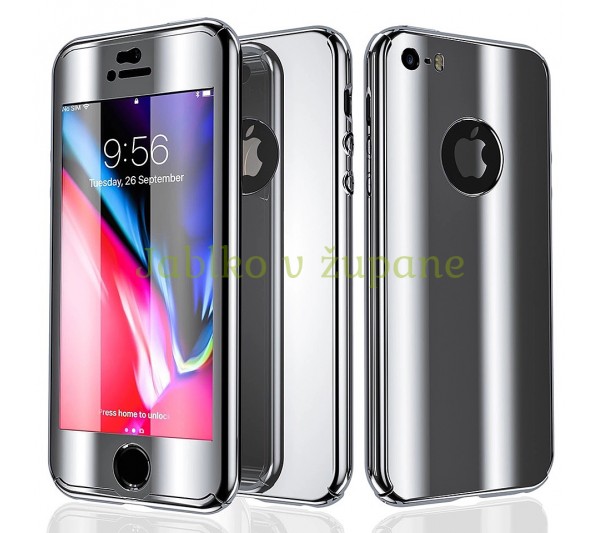 360° kryt zrkadlový iPhone 5/5S/SE - strieborný